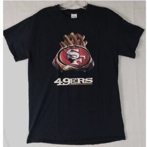 Vtg San Francisco 49ers Tshirt Mens M Black Gildan Tag Logo Gloves Football NFL